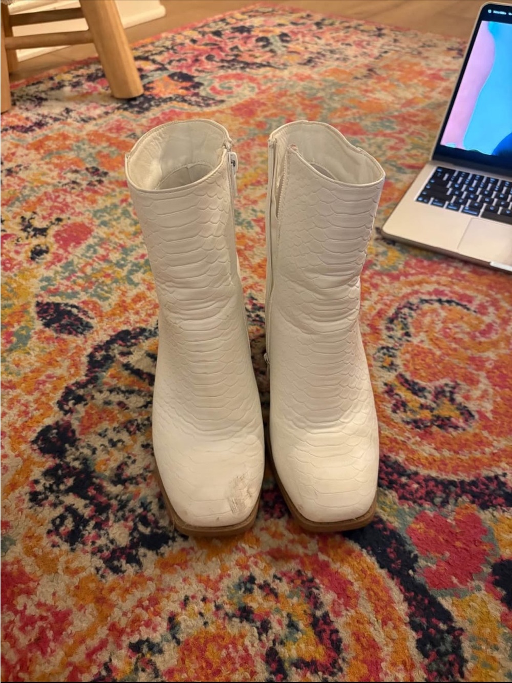 white snake skin boots